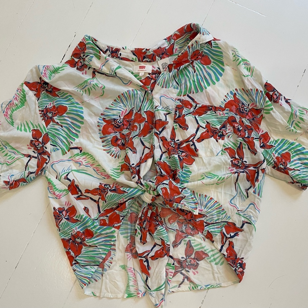 Levi's Floral Button Down Shirt - Red and Green